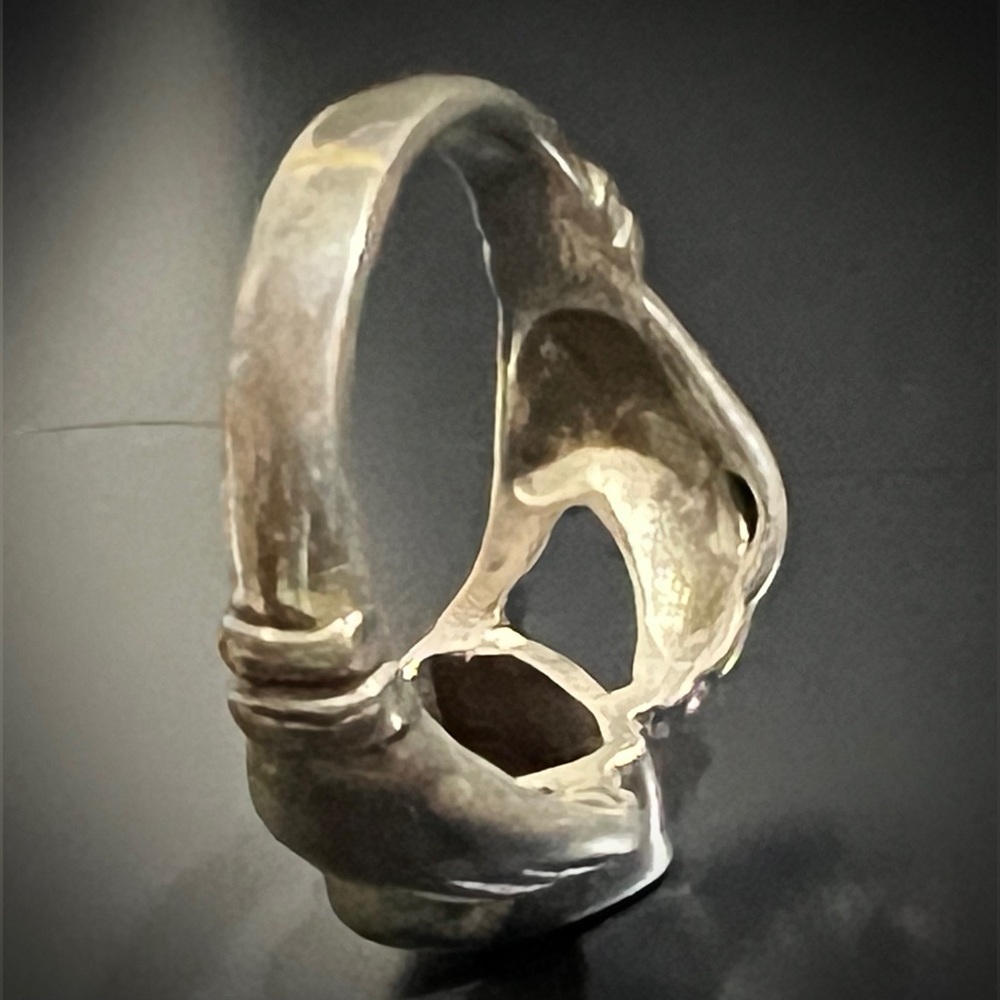 Vintage 925 Sterling Turquoise Fede Claddagh Ring Sz 6 - Picture 5 of 7